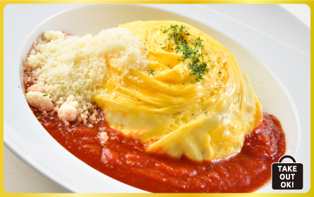 creperie kenny's cafe　2種のチーズトマトオムライス（ドリンク付）
